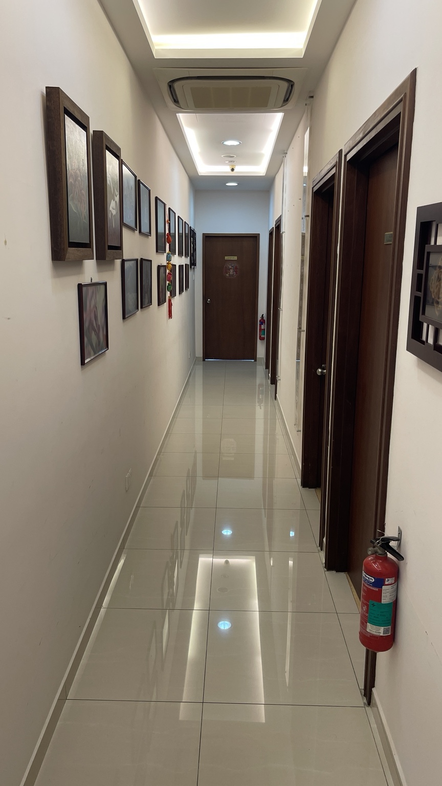 Interior corridor leading to the clinic rooms