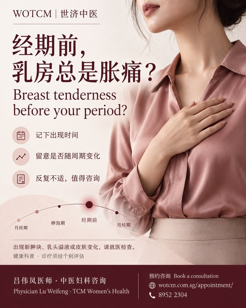 Breast tenderness before your period? / 经期前,乳房总是胀痛?